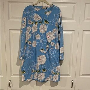 Floral Blue Long Sleeve nightgown